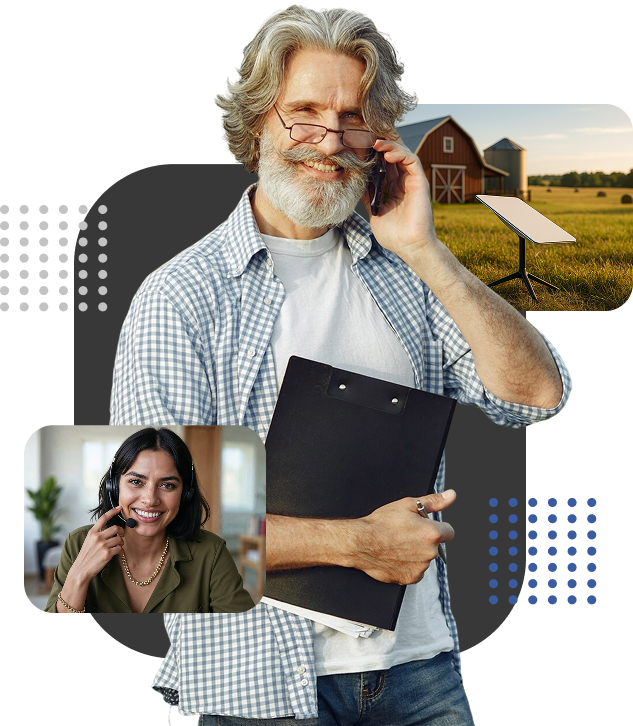 Homem com clipboard e telefone