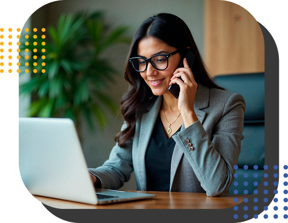 Mulher especialista atendendo